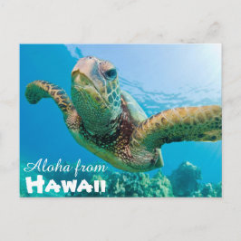 Postal Aloha de Hawaii Honu Turtle Verde Mar