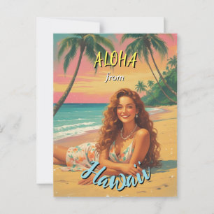 Postal Aloha de viaje hawaiano de estilo vintage desde Ha