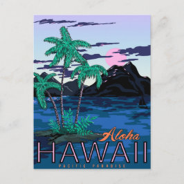 Postal Aloha Hawái, paraíso del pacífico, vintage, viaje