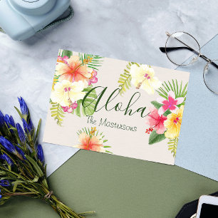 Postal Aloha Hawai Tropical Floral Personalizada