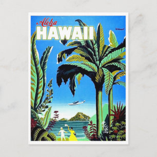 Postal Aloha Hawaii, isla tropical, viaje en aerolínea vi