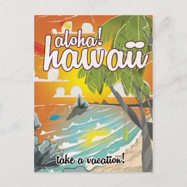 Postal ¡Aloha! Hawaii! personalizado de poster de viajes  (Anverso)