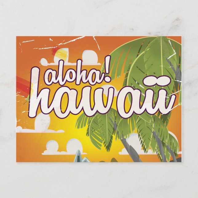 Postal ¡Aloha! Hawaii! personalizado de poster de viajes  (Anverso)
