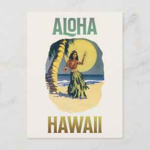 Postal Aloha Hawaii Vintage Hula Chica Postcard