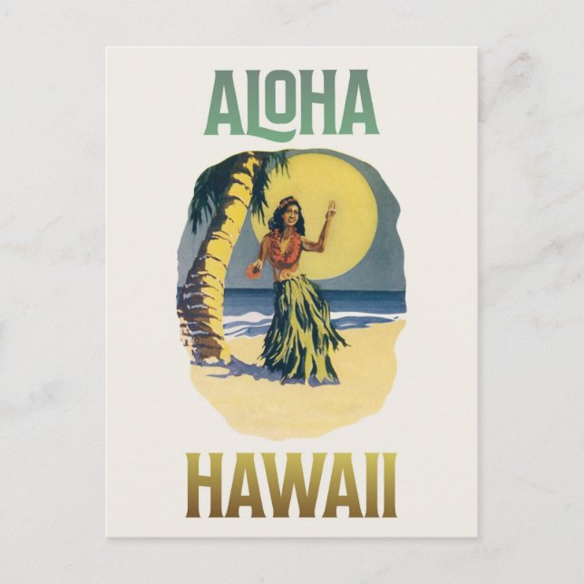 Postal Aloha Hawaii Vintage Hula Chica Postcard (Anverso)