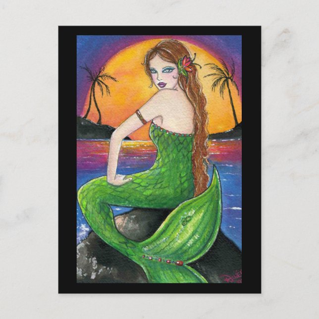 Postal Aloha Hawaiian Sunset Mermaid (Anverso)
