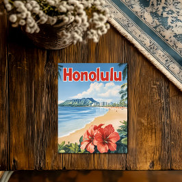 Postal Aloha Honolulu Vintage Travel Poster