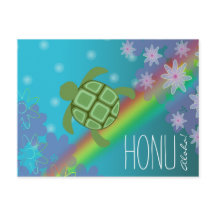 Aloha Honu Hermosa tortuga marina arco iris y flor