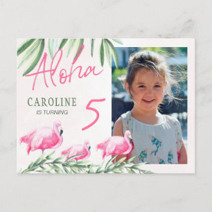 Postal Aloha Lets Flamingle tropical PHOTO fiesta de cump