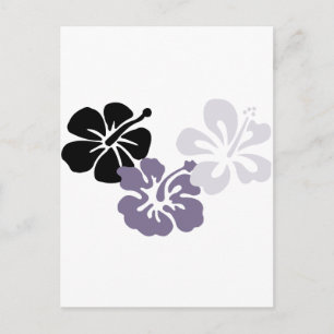 Postal aloha mahalo hibiscus gris