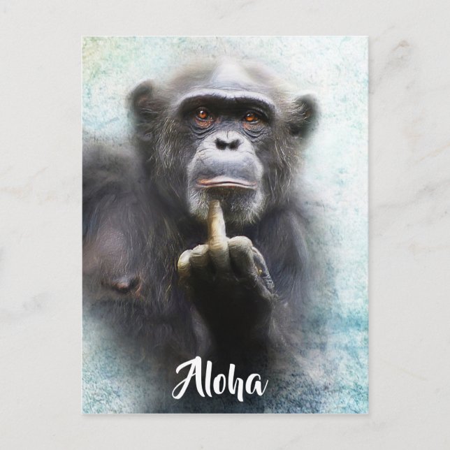 Postal Aloha Middle Finger Saludo Funny Ape Offensive (Anverso)