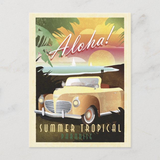 Postal ¡Aloha! Paraíso tropical de verano (Anverso)