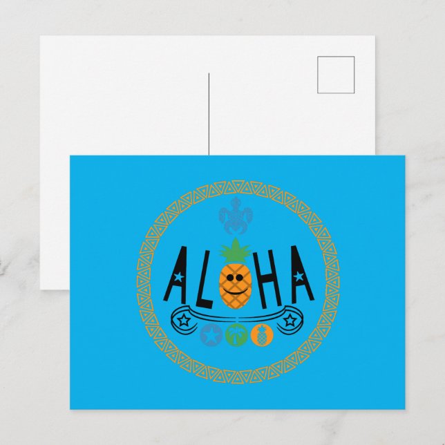 Postal Aloha Pineapple Design - Postcard estándar (Anverso / Reverso)