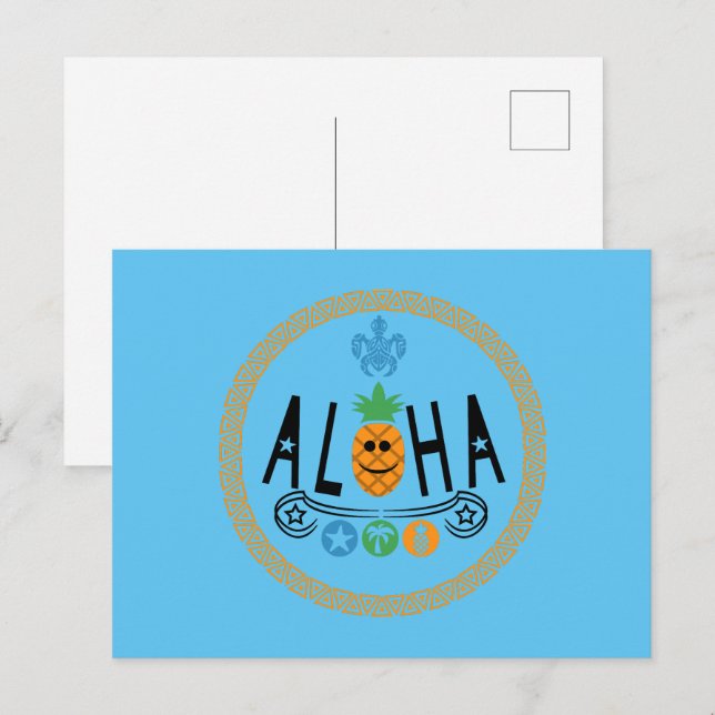 Postal Aloha Pineapple Design - Postcard estándar (Anverso / Reverso)