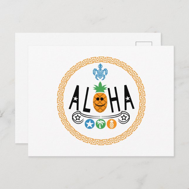 Postal Aloha Pineapple Design - Postcard estándar (Anverso / Reverso)