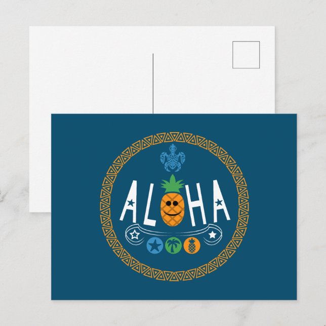 Postal Aloha Pineapple Design - Postcard estándar (Anverso / Reverso)