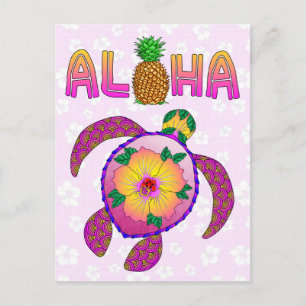 Postal Aloha Tropical Turtle