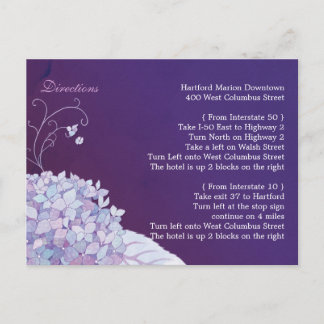 Postal Alojamiento de dirección de Boda de Hidrangea Púrp