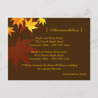 Postal Alojamiento en Boda de arce de otoño