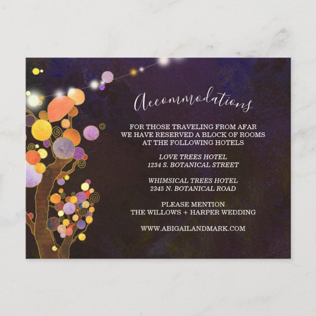 Postal Alojamiento en Boda Púrpura Profundo (Anverso)