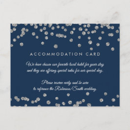 Postal Alojamiento Silver Faux Purpurina Confetti Naval