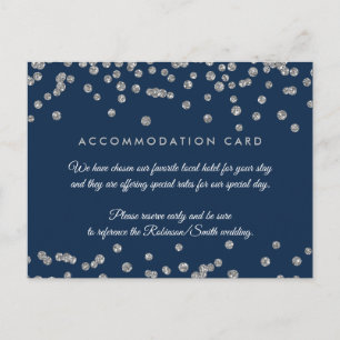 Postal Alojamiento Silver Faux Purpurina Confetti Naval