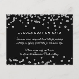 Postal Alojamiento Silver Faux Purpurina Confetti Negro