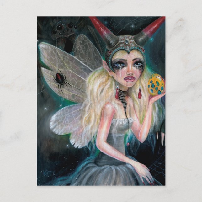 Postal Along vino con una araña (Anverso)