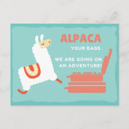 Postal Alpaca Blanca Divertida Viaje