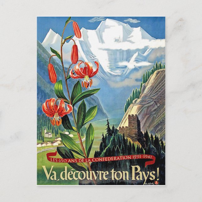 Postal Alpes franceses durante el verano, Francia, viaje  (Anverso)