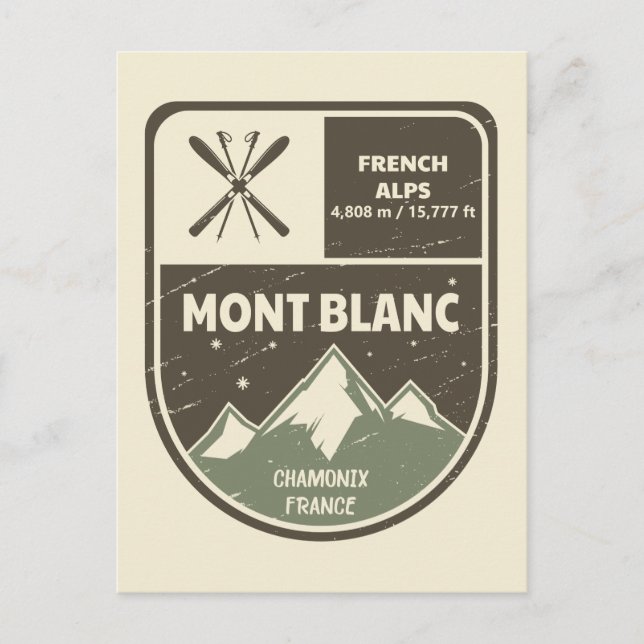 Postal Alpes franceses Mont Blanc Chamonix Francia (Anverso)
