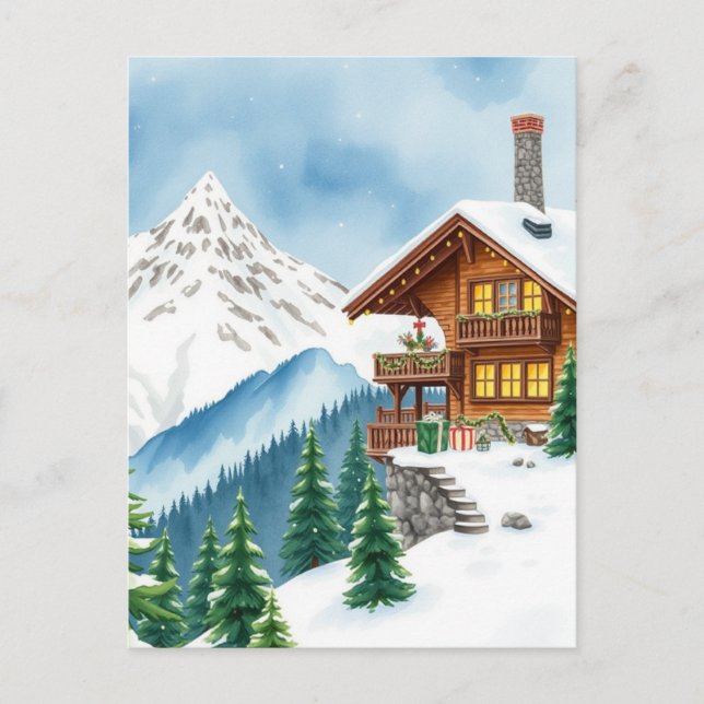 Postal Alpes suizos Chalet Winter Mountain Travel Souveni (Anverso)