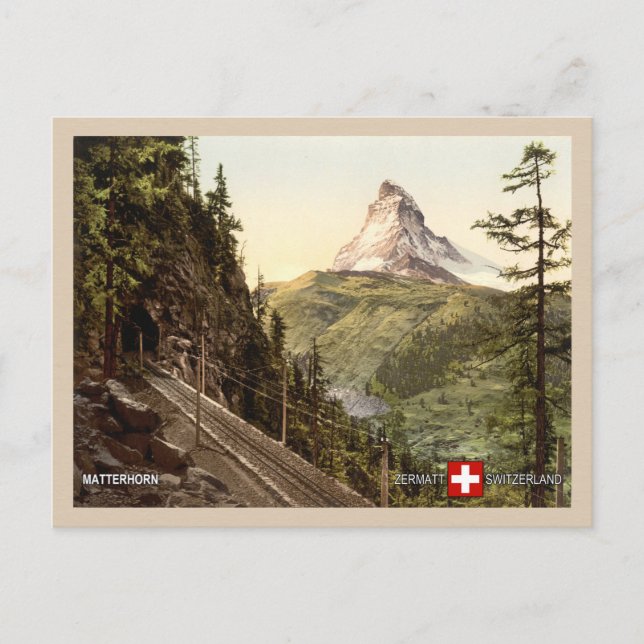 Postal Alpes suizos de Matterhorn Zermatt Suiza (Anverso)