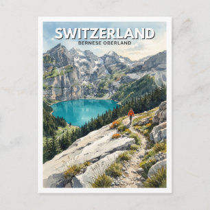 Postal Alpes suizos, sendero de montaña Oeschinensee Kand