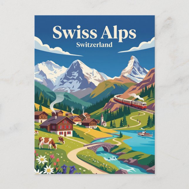 Postal Alpes suizos Suiza (Anverso)