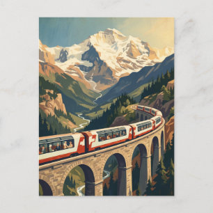 Postal Alpes suizos Suiza Viaje en tren vintage