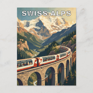 Postal Alpes suizos Suiza Viaje en tren vintage