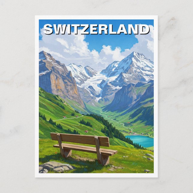 Postal Alpes suizos Suiza Viajes (Anverso)