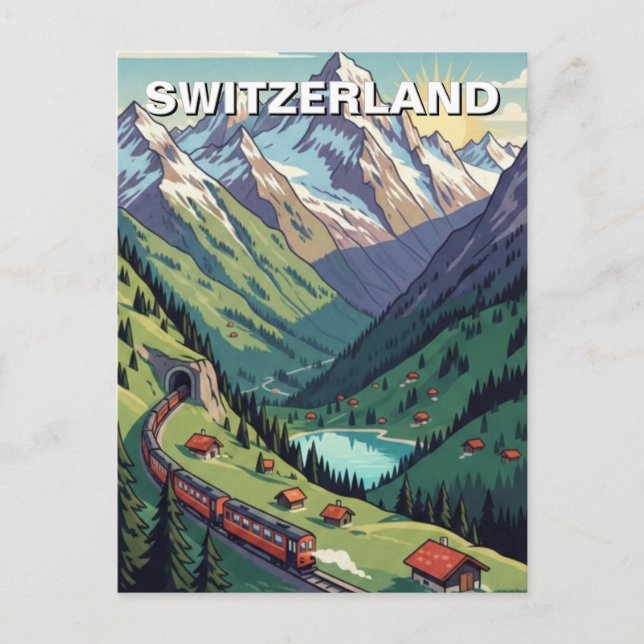 Postal Alpes suizos Suiza Viajes (Anverso)