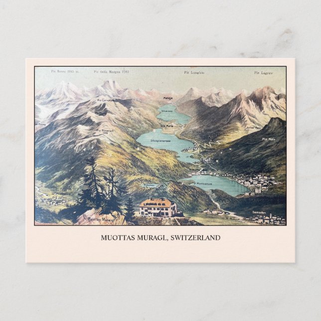 Postal Alpes suizos ven el muragl muottas en blanco (Anverso)