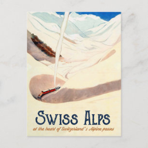 Postal Alpes suizos, viajes vintage