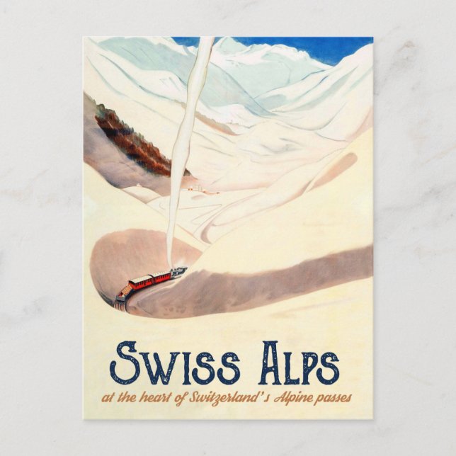 Postal Alpes suizos, viajes vintage (Anverso)