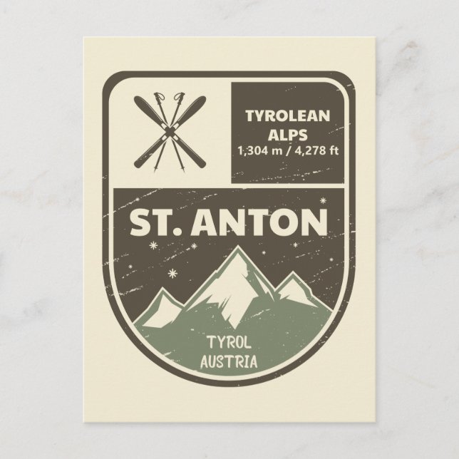 Postal Alpes tiroleses de St Anton Tyrol Austria (Anverso)