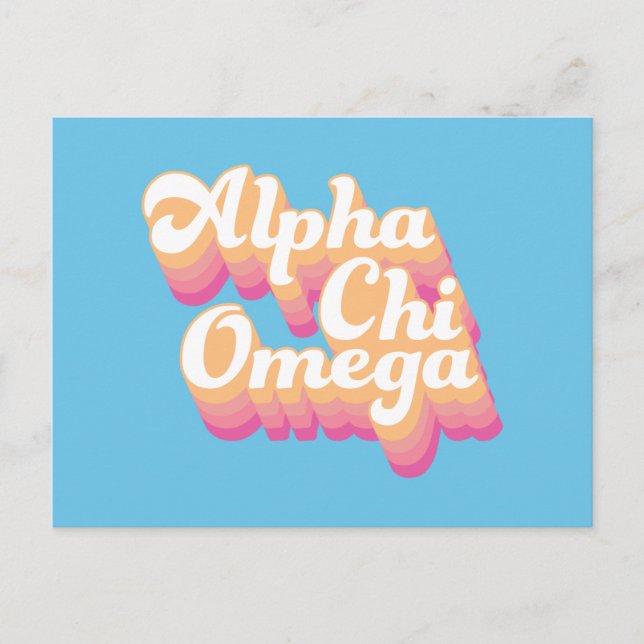 Postal Alpha Chi Omega | Escritura Groovy (Anverso)
