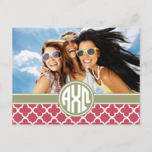 Postal Alpha Chi Omega Monograma y Foto