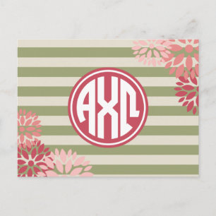 Postal Alpha Chi Omega Patrón de franja de monograma
