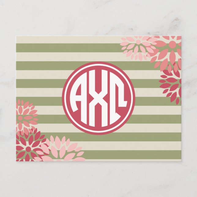 Postal Alpha Chi Omega | Patrón de franja de monograma (Anverso)