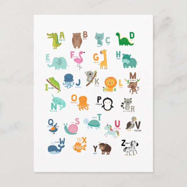 Postal Alphabet Animal Doodle (Anverso)