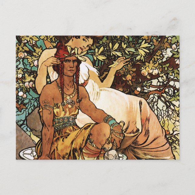 Postal Alphonse (Alfons) Mucha - Art Nouveau - Manhood (Anverso)