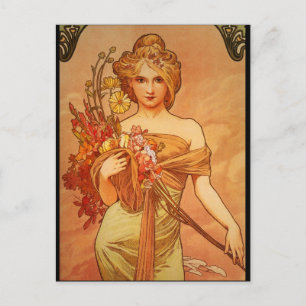 Postal Alphonse (Alfons) Mucha Bouquet